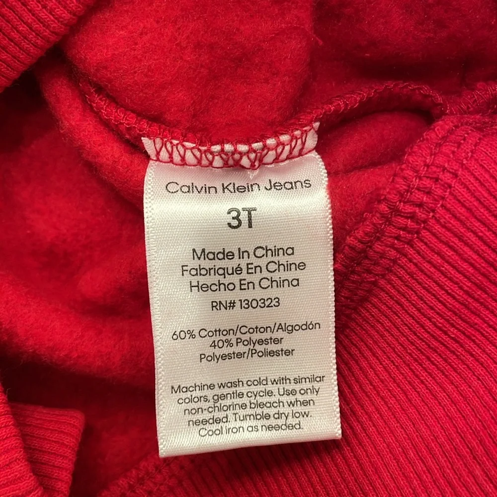 NWT Calvin Klein Toddler 3T 2 piece set Red Hoodie Sweatshirt Grey Sweatpants
